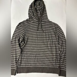 Faherty Men's Pullover Hoodie Size Large Brown White Striped Cotton